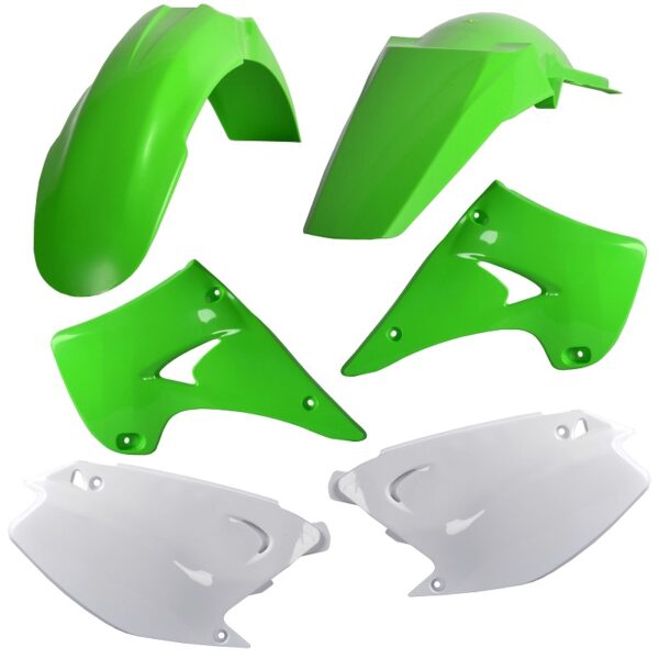 Kit plastiche CEMOTO Verde / Bianco – Kawasaki KX 125 / 250 2003–2008