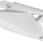Portanumeri laterali POLISPORT con protezione calore bianco – Suzuki RMZ 250 / 450