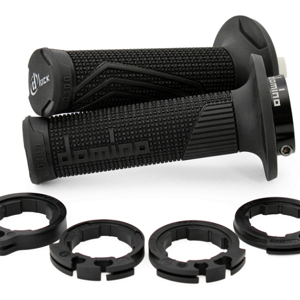 Manopole Lock-On DOMINO D100 nere con ghiere