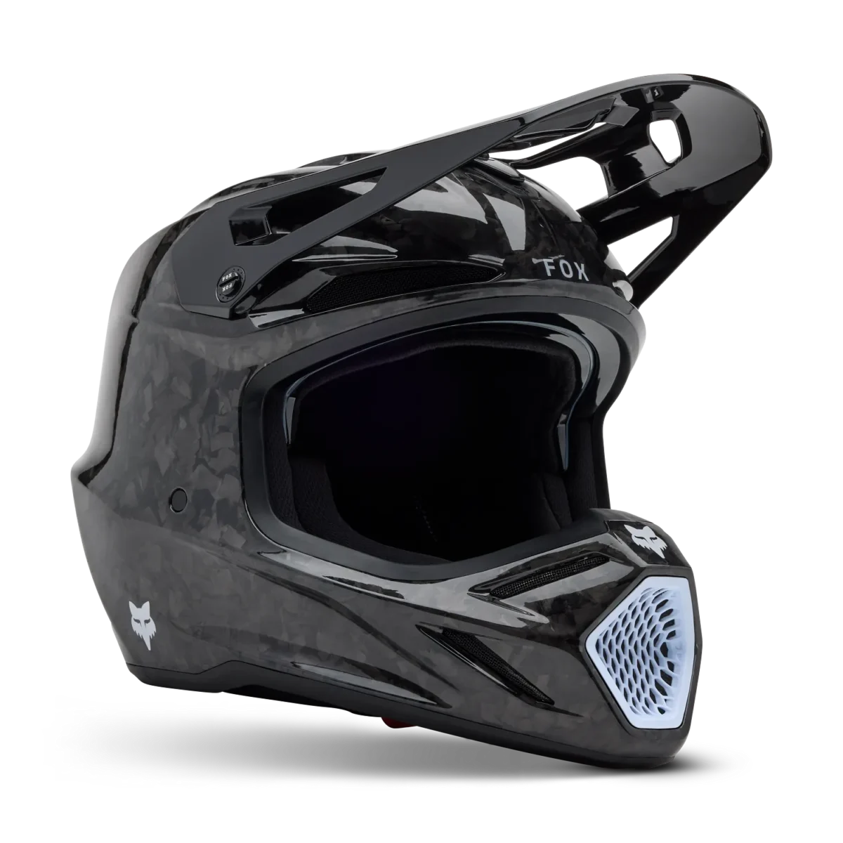 Casco Motocross FOX V3 RS Carbon Solid Nero Lucido - immagine 2